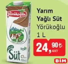 YÖRÜKOĞLU YARIM YAĞLI SÜT 1 L